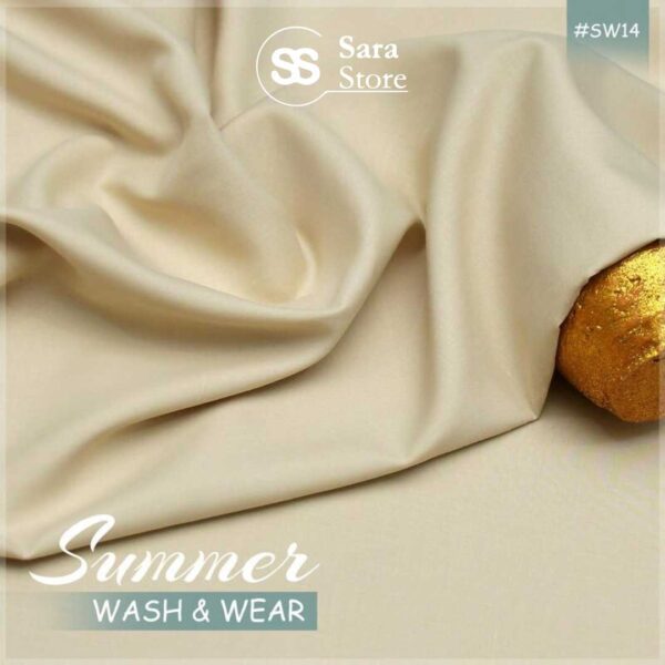 Gents Unstitched Summer Wash & Wear Fabric in Cream – 2025 Collection