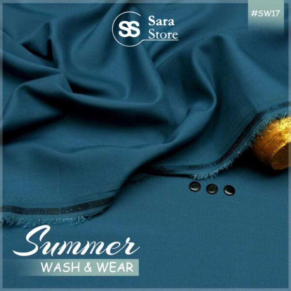 Gent's Unstitched Summer Wash & Wear Fabric in Feroozi – 2025 Premium Collection