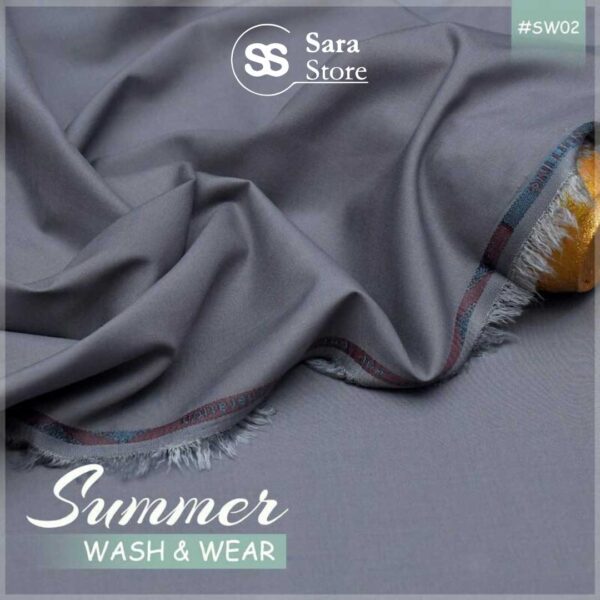 Gents Unstitched Summer Wash & Wear Fabric in Silver-Gray – 2025 Summer Collection