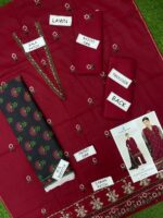 Sapphire Brand Lawn 3pc Suit | Embroidered Neck, Heavy Embroidery Front & Sleeves, Embroidered Border, Digital Printed Voil Dupatta | Bana Dora Dupatta | SaraStore.pk