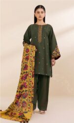 Sapphire Brand Lawn 3pc Suit | Embroidered Neck, Heavy Embroidery Front & Sleeves, Embroidered Border, Digital Printed Voil Dupatta | Bana Dora Dupatta | SaraStore.pk