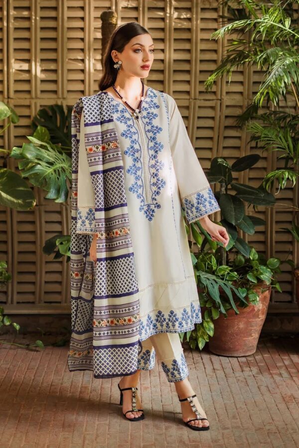 Aisling Luxury Summer Collection 2K25 - 3PC Lawn Suit with Heavy Embroidered Front & Voil Dupatta