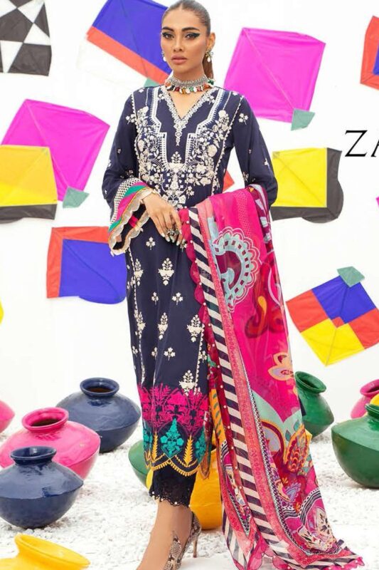 Zainab Chottani Luxury Summer Collection 2K25 - 3PC Lawn Suit with Heavy Embroidered Front & Voil Dupatta