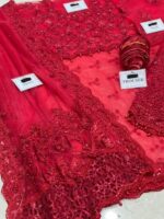 Maria B Exclusive Heavy Embroidered Net Saree with Silk Petti Coat - 2024 Collection