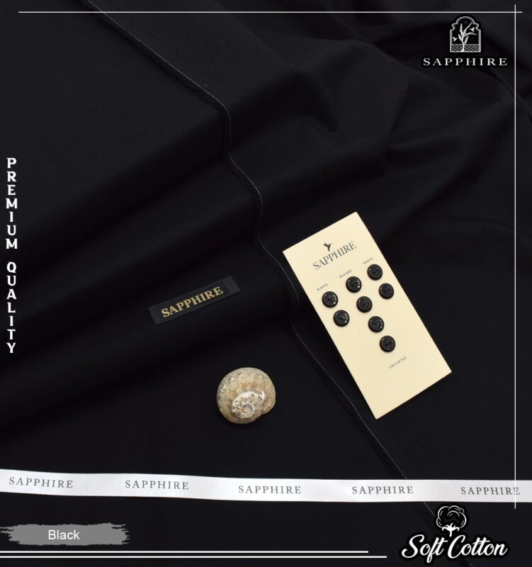 SAPPHIRE Premium Cotton Unstitched Suit Fabric for Men - Summer Collection with Buttons and Collar Tag