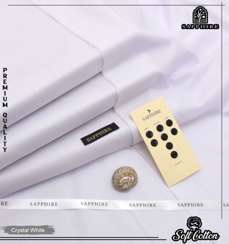 SAPPHIRE Premium Cotton Unstitched Suit Fabric for Men - Summer Collection with Buttons and Collar Tag
