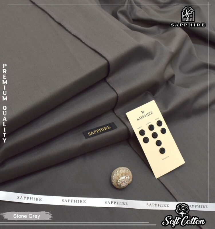 SAPPHIRE Premium Cotton Unstitched Suit Fabric for Men - Summer Collection with Buttons and Collar Tag