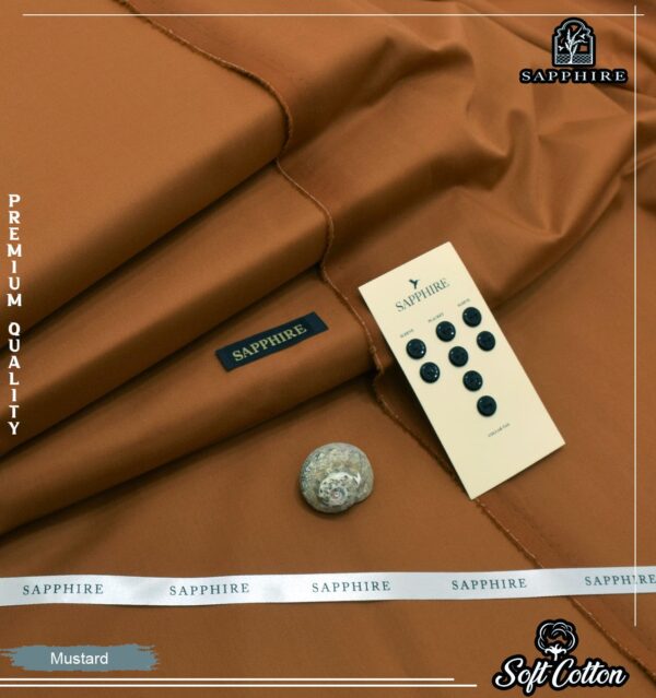 SAPPHIRE Premium Cotton Unstitched Suit Fabric for Men - Summer Collection with Buttons and Collar Tag