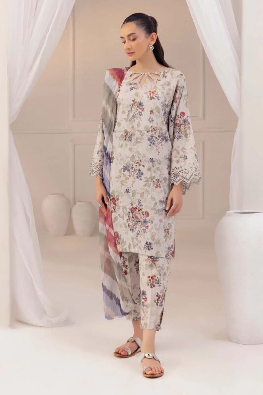 Baroque Premium Lawn 3PC Suit - Digital Printed with Embroidered Patches and Swiss Voil Dupatta