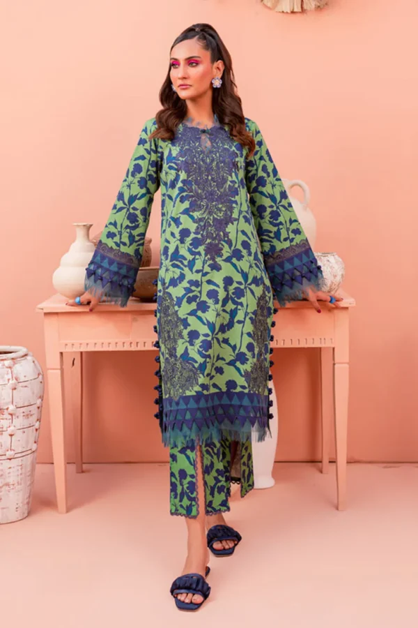 Jade Two Piece Lawn Suit - Patch Front with Printed Detailing