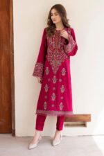 Jazmin Two Piece Lawn Suit with Full Embroidery and Back-Dyed Trouser Patch