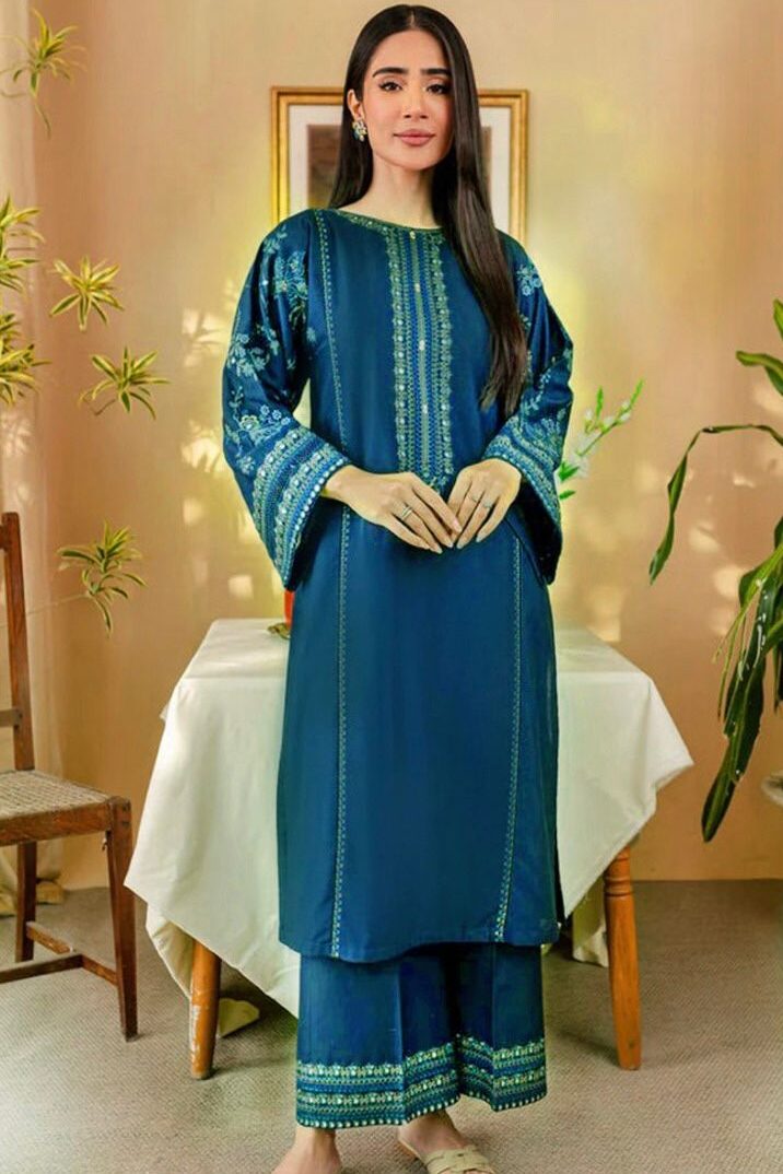 Batik Two Piece Lawn Suit - Full Front Embroidery with Dyed Back & Embroidered Trouser Batik Two Piece Lawn Suit - Full Front Embroidery with Dyed Back & Embroidered Trouser