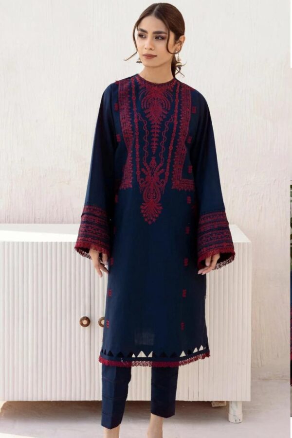 Jazmin Two Piece Lawn Suit with Full Embroidery and Back-Dyed Trouser Patch