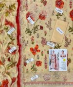 Maria B embroidered lawn suit with printed details and chiffon dupatta