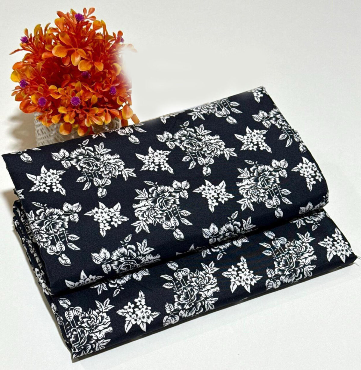 Design 01 - Unstitched Cambric Cotton 2pc Suit with Digital Floral Prints