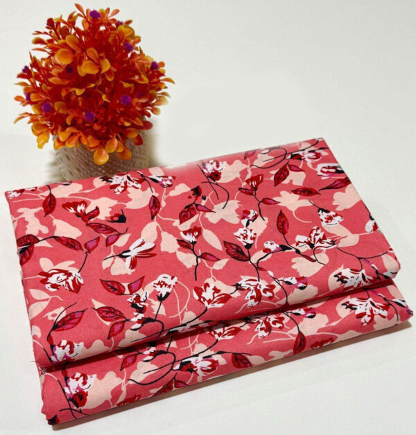 Design 25 – Sky blue Cambric 2PC floral digital printed suit for women