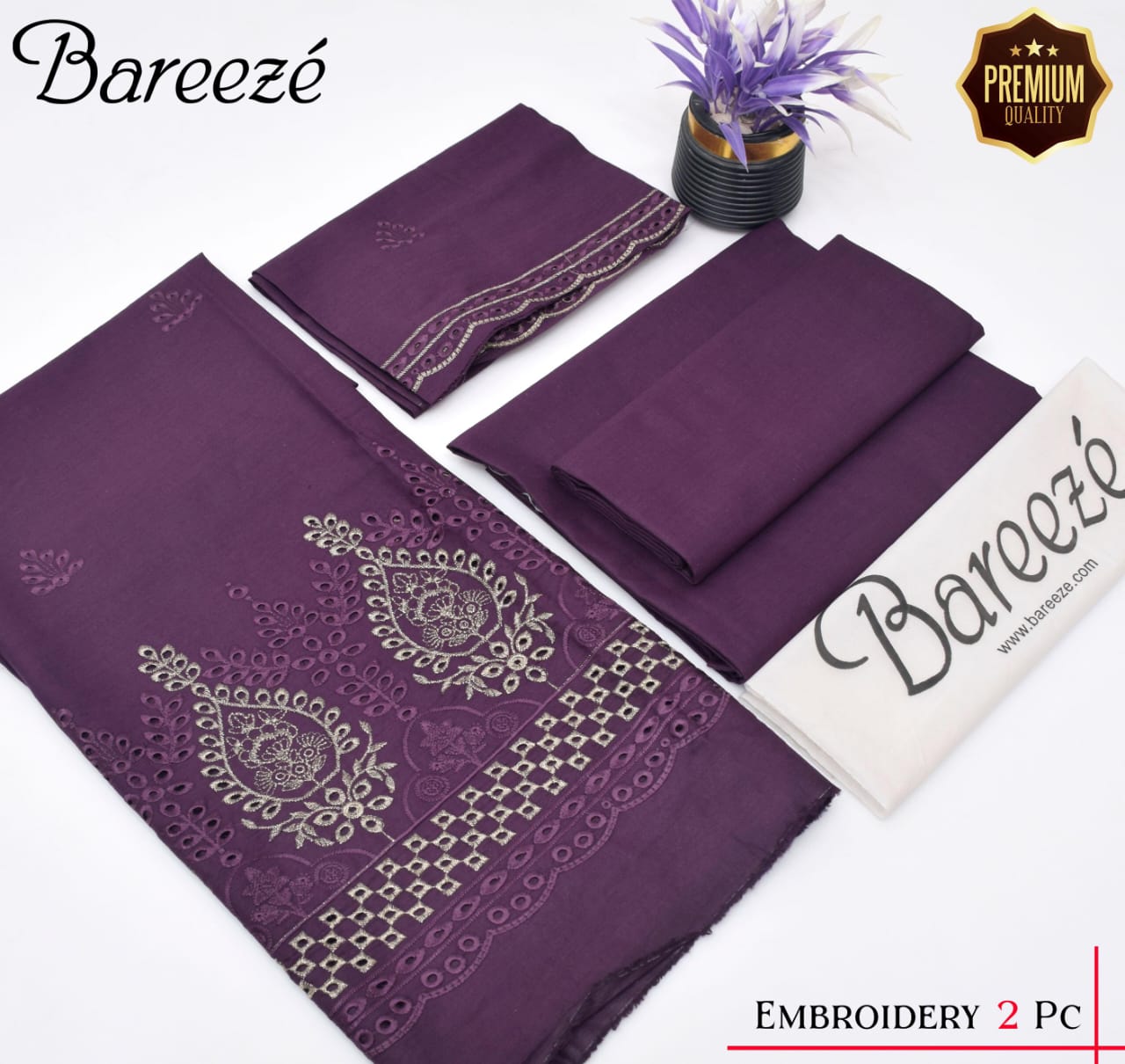 Bareeze Pure Lawn 2PC Suit - Chikan Kari Embroidery with Dyed Trouser Bareeze Pure Lawn 2PC Suit - Chikan Kari Embroidery with Dyed Trouser