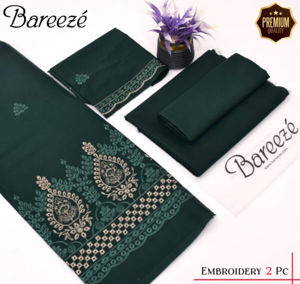 Bareeze Pure Lawn 2PC Suit - Chikan Kari Embroidery with Dyed Trouser
