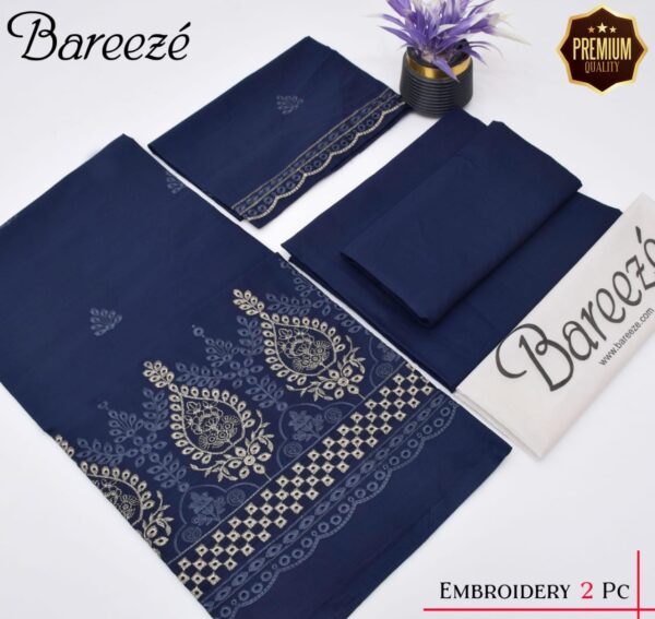 Bareeze Pure Lawn 2PC Suit - Chikan Kari Embroidery with Dyed Trouser