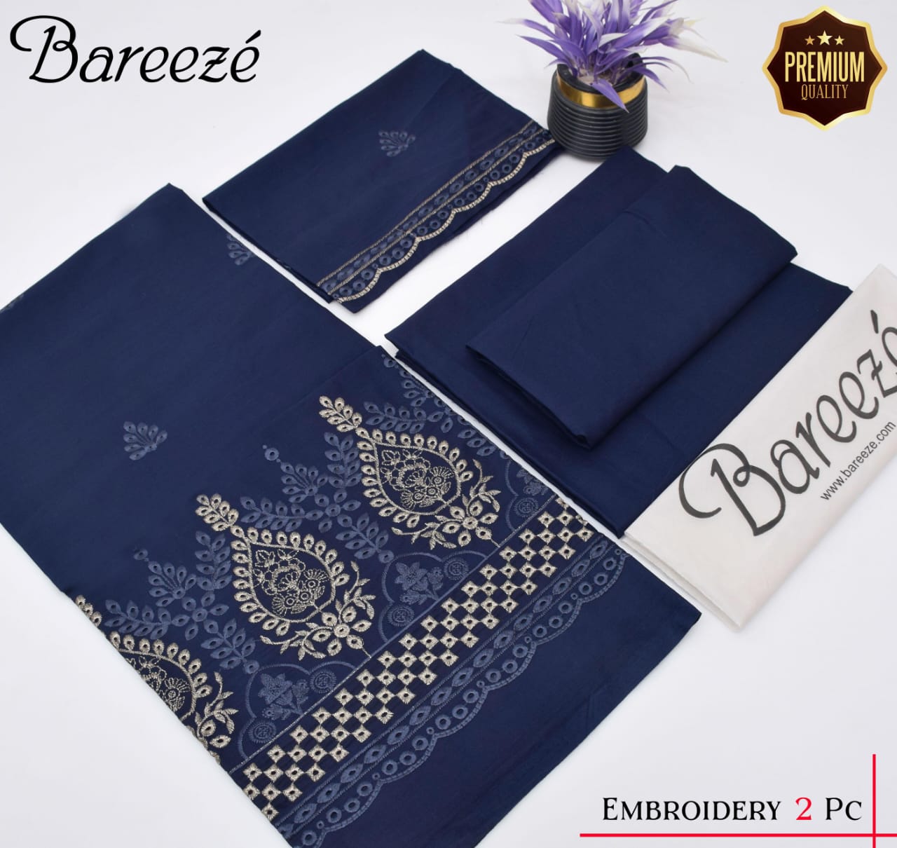 Bareeze Pure Lawn 2PC Suit - Chikan Kari Embroidery with Dyed Trouser Bareeze Pure Lawn 2PC Suit - Chikan Kari Embroidery with Dyed Trouser
