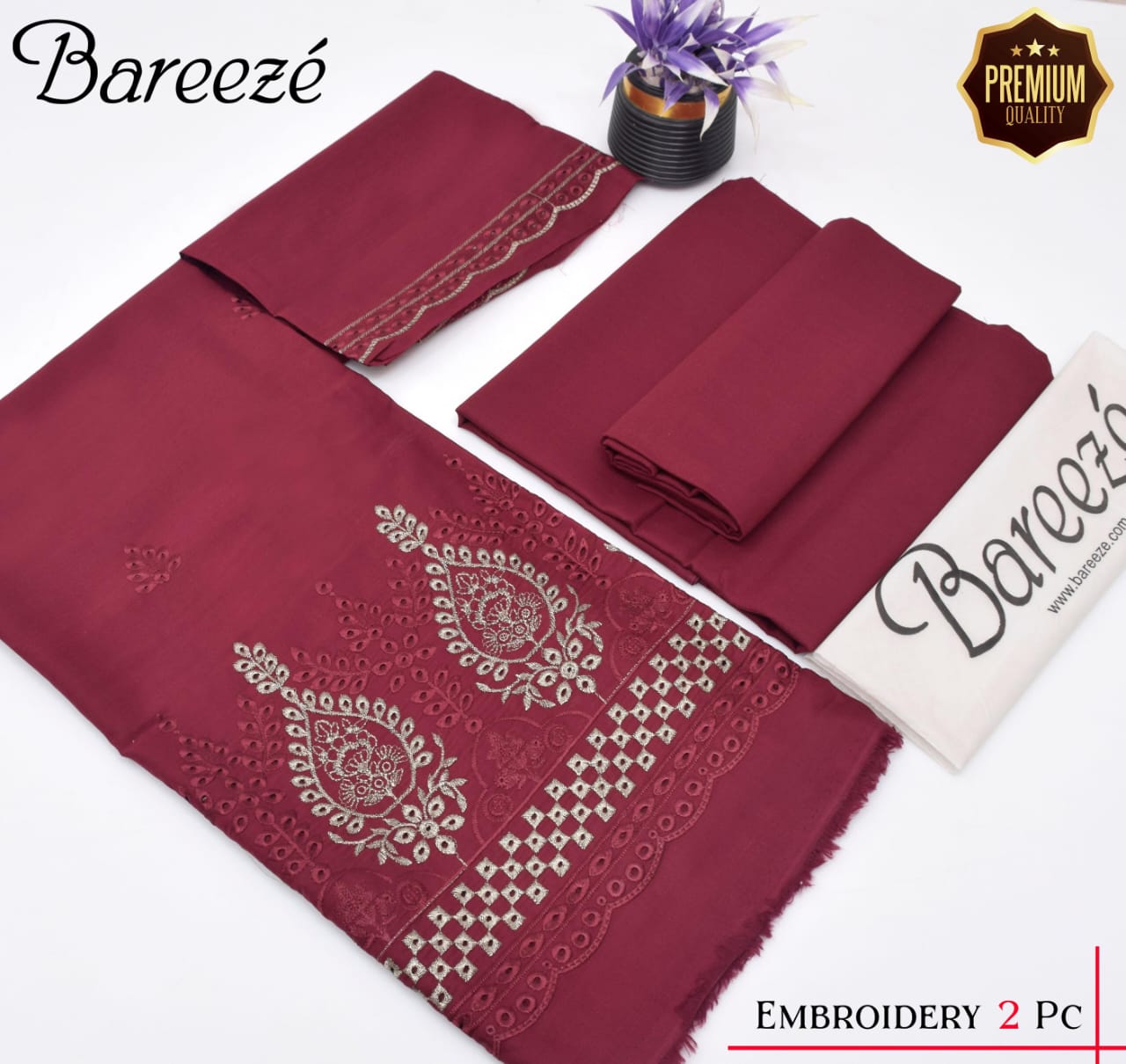 Bareeze Pure Lawn 2PC Suit - Chikan Kari Embroidery with Dyed Trouser Bareeze Pure Lawn 2PC Suit - Chikan Kari Embroidery with Dyed Trouser
