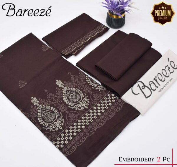 Bareeze Pure Lawn 2PC Suit - Chikan Kari Embroidery with Dyed Trouser