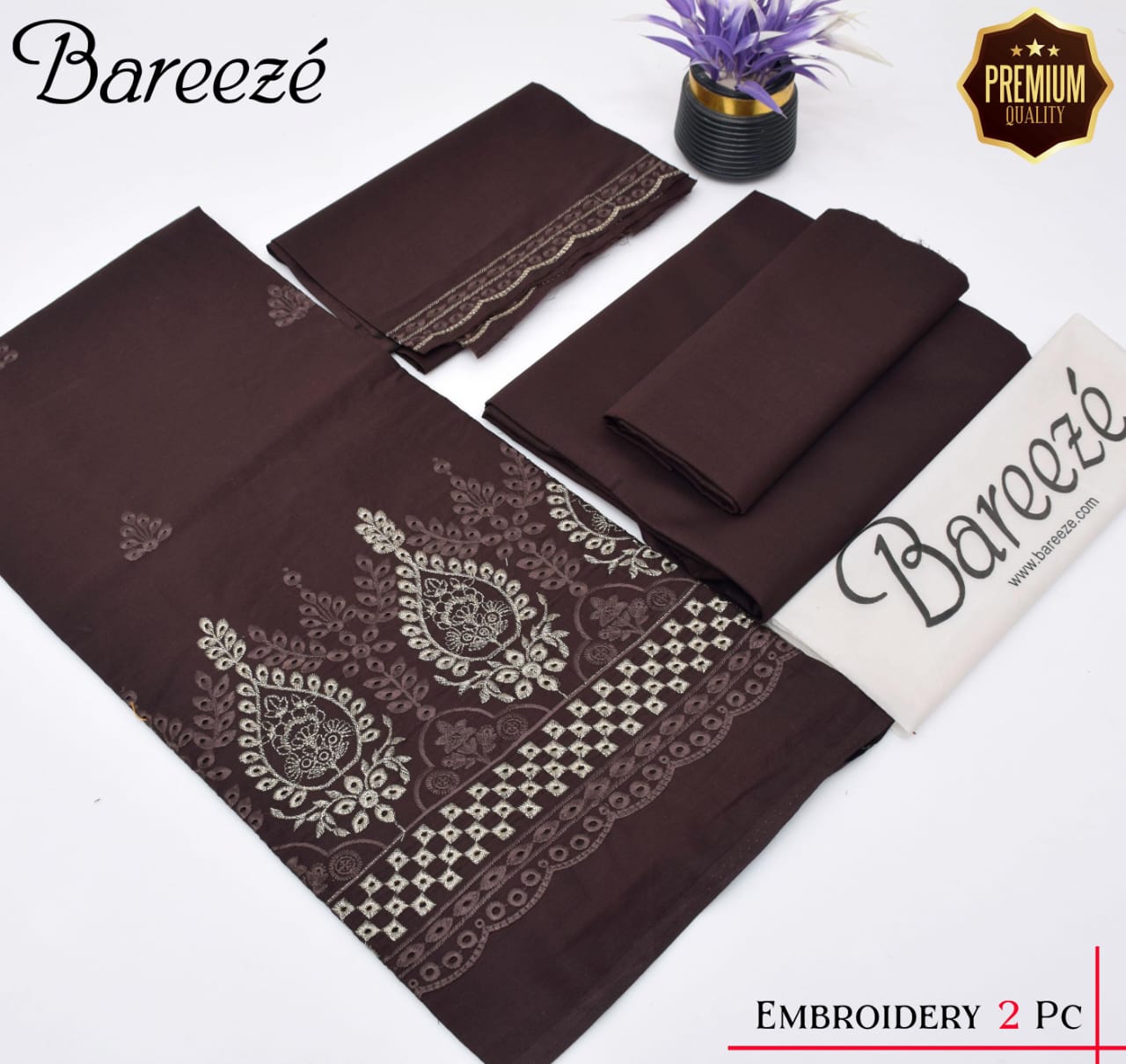 Bareeze Pure Lawn 2PC Suit - Chikan Kari Embroidery with Dyed Trouser Bareeze Pure Lawn 2PC Suit - Chikan Kari Embroidery with Dyed Trouser