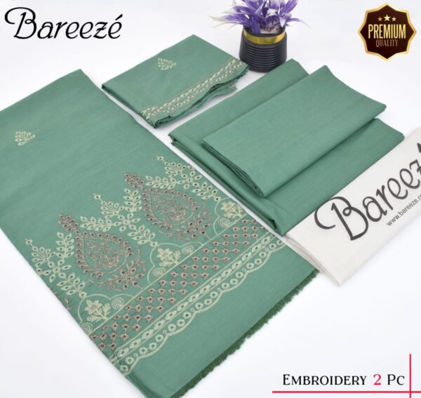 Bareeze Pure Lawn 2PC Suit - Chikan Kari Embroidery with Dyed Trouser