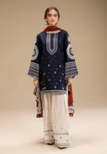 Jazmin Premium Dhanak Embroidered 3PC Suit with Digital Wool Shawl – Winter 2025