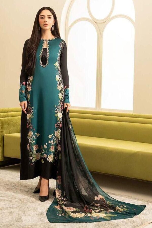 New Arrival Tie N Die Digital Printed 3PC Shamooz Silk Suit with Shirt, Trouser & Dupatta