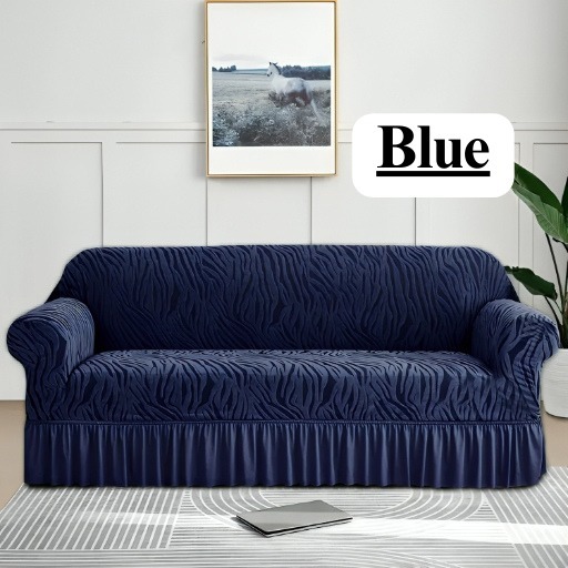 Zebra Style Sofa Cover in Blue – Jersey & Velvet
