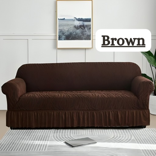 Dark Brown Zebra Style Jersey & Velvet Sofa Cover – Stretchable Spandex Polyester