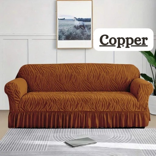 Zebra Style Sofa Cover in Copper – Jersey & Velvet