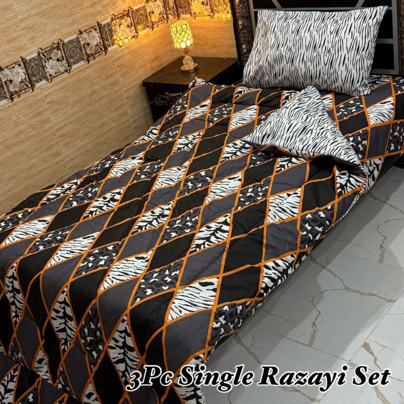 3PC Single Vicky Razayi Set 2025 – Mix Cotton Bedding for Single Bed