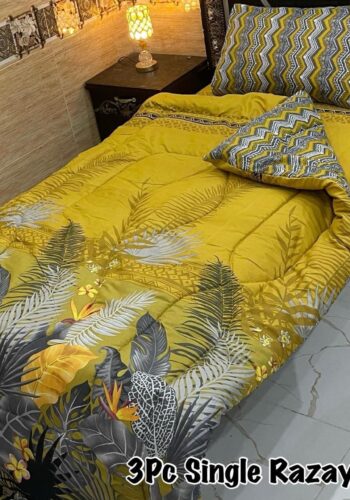 3PC Single Vicky Razayi Set 2025 – Premium Cotton Bedding with Pillow Cover and Bedsheet