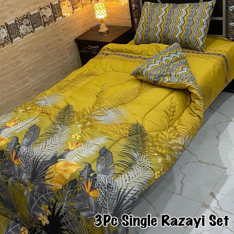 3PC Single Vicky Razayi Set 2025 – Premium Cotton Bedding with Pillow Cover and Bedsheet