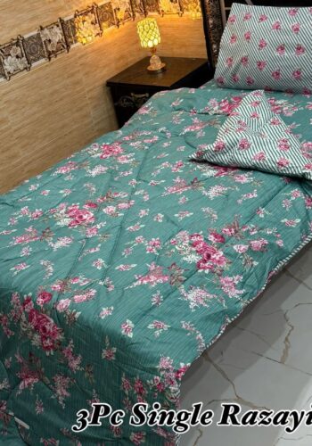 3PC Premium Vicky Cotton Razayi Set 2025 with Mix Cotton Bedding
