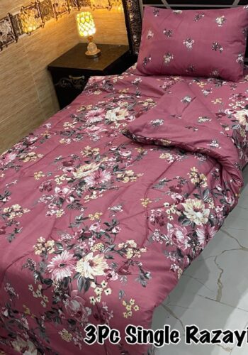 3PC Single Vicky Razayi Set 2025 – Mix Cotton Bedding with 500 GSM filling