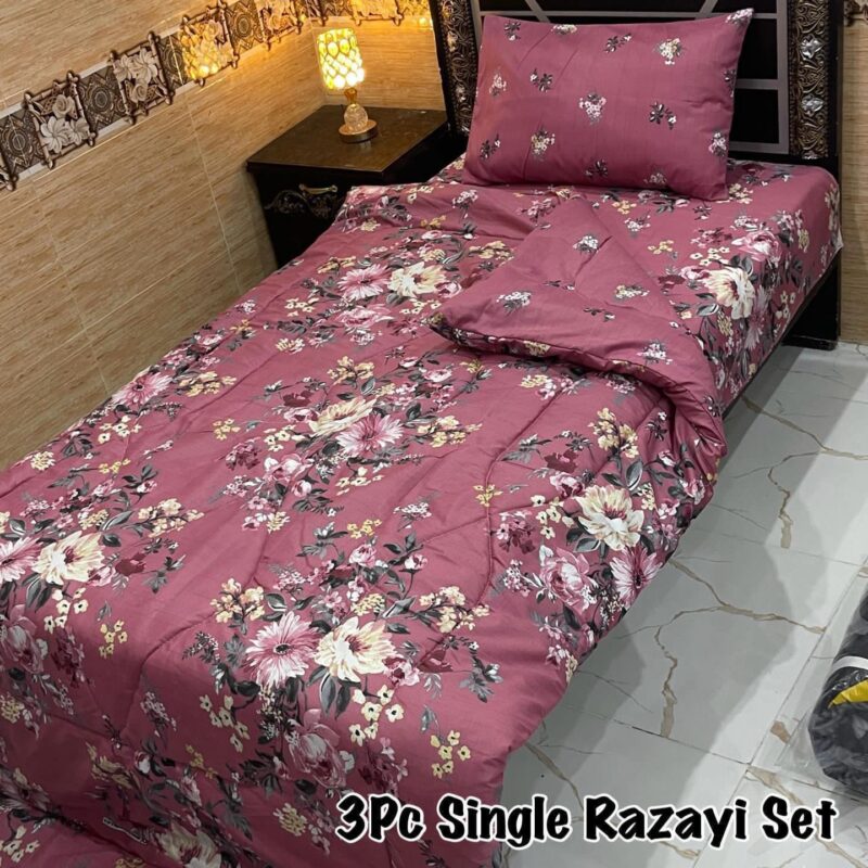 3PC Single Vicky Razayi Set 2025 – Mix Cotton Bedding with 500 GSM filling