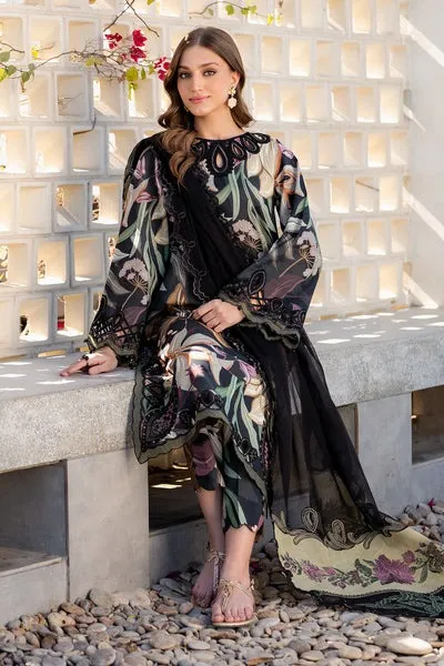 Baroque 3pcs Winter Linen Suit with embroidery, digital prints & dupatta.