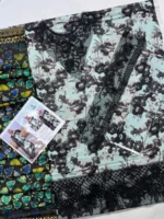 Nureh 3pcs Unstitched Embroidered Winter Linen Suit with digital printed shirt, dupatta, and trouser.