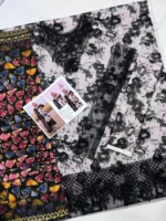 Nureh 3pcs Unstitched Embroidered Winter Linen Suit with digital printed shirt, dupatta, and trouser.