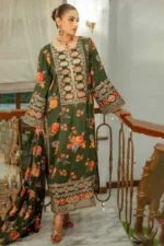 Aneela’s 3pcs Winter Linen Suit with embroidery, digital prints & dupatta, 2025 collection