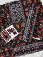 Aneela’s 3pcs Winter Linen Suit with embroidery, digital prints & dupatta, 2025 collection