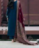 I Z E L Winter Suit – 3 Piece Unstitched Embroidered Dhanak Outfit with shawl and trouser
