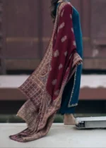 I Z E L Winter Suit – 3 Piece Unstitched Embroidered Dhanak Outfit with shawl and trouser