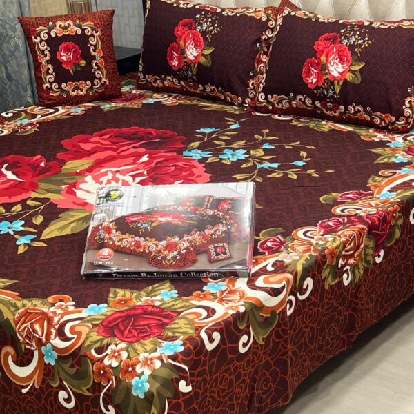 Dream Panel 3D Crystal Cotton King Size 4pc Bedsheet Set – Winter 2025 Home Collection | Code: SS-Pan-10