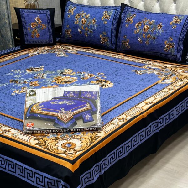 Dream Panel 3D Crystal Cotton King Size 4pc Bedsheet Set – Winter 2025 Home Collection | Code: SS-Pan-11