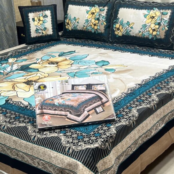 Dream Panel 3D Crystal Cotton King Size 4pc Bedsheet Set – Winter 2025 Home Collection | Code: SS-Pan-13