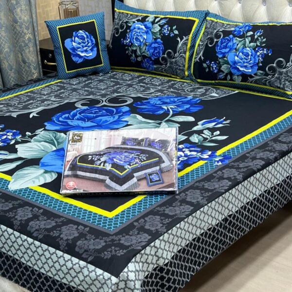 Dream Panel 3D Crystal Cotton King Size 4pc Bedsheet Set – Winter 2025 Home Collection | Code: SS-Pan-14